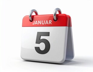 3d calendar icon with number 05 isolated on
