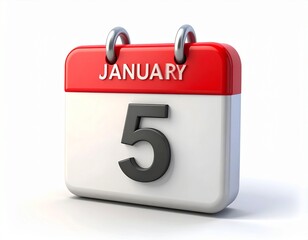 3d calendar icon with number 05 isolated on