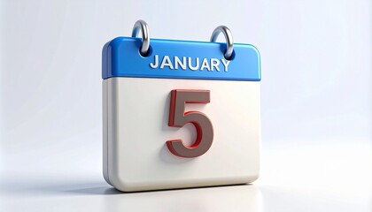 3d calendar icon with number 05 isolated on