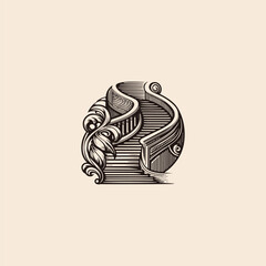 Fototapeta premium Stair logo vector icon illustration style