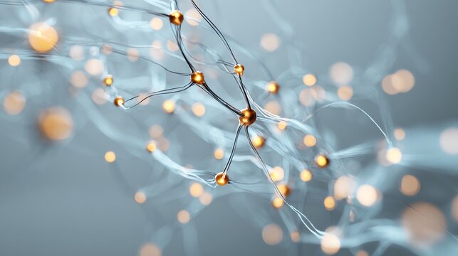 Artificial intelligence neural network visualization with glowing connections on white background