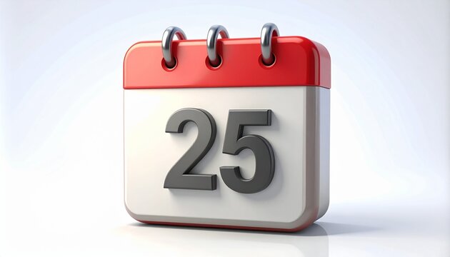 3d calendar icon with number 25 isolated on	 - Powered by Adobe