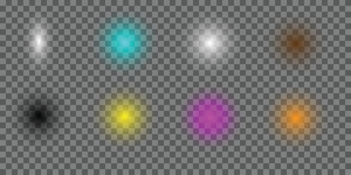 Collection of Colorful Glowing Light Effects and Lens Flares,