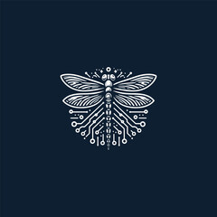 Dragonfly tech logo vector icon illustration style
