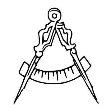 masonic square and compasses symbol line art