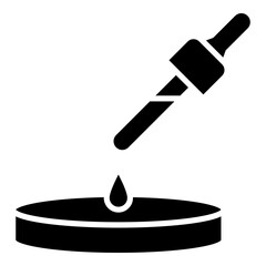 Eye dropper and petri dish glyph solid icon