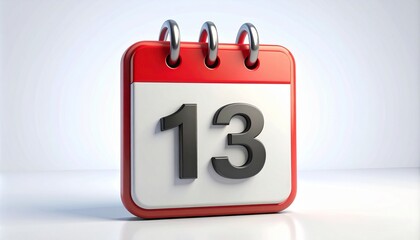 3d calendar icon with number 13 isolated on