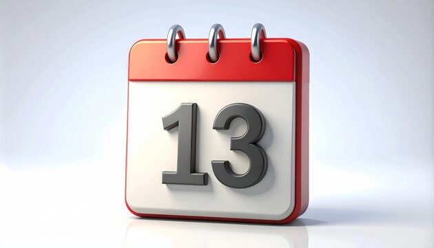 3d calendar icon with number 13 isolated on