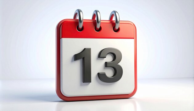 3d calendar icon with number 13 isolated on