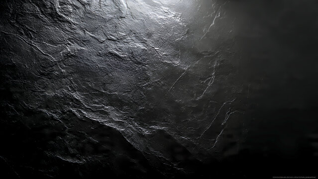 An ultra-minimalist black wallpaper featuring an aged obsidian stone texture with fine micro-scratches, soft diffused edge lighting creating a smooth gradient from charcoal to pure black.