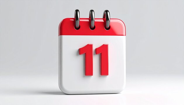 3d calendar icon with number 11 isolated on - Powered by Adobe