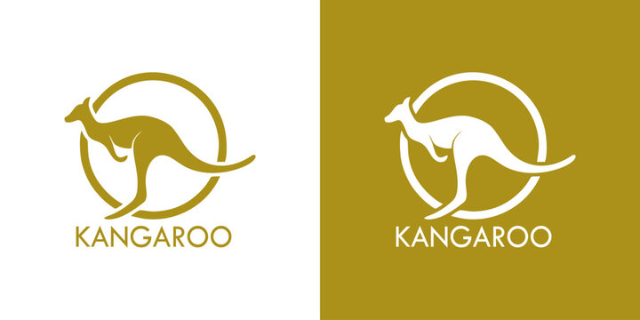 Kangaroo logo design for wildlife conservation brand, perfect for Australian tourism, animal rescue organization, or outback adventure company needing a strong, iconic brand identity
