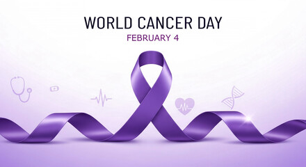 World Cancer Day Purple Ribbon Awareness