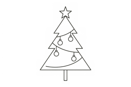 Christmas tree doodle icon illustrating holidays, winter, and celebration. This vector sketch on a transparent background