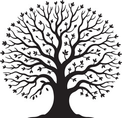 Stylized black tree silhouette
