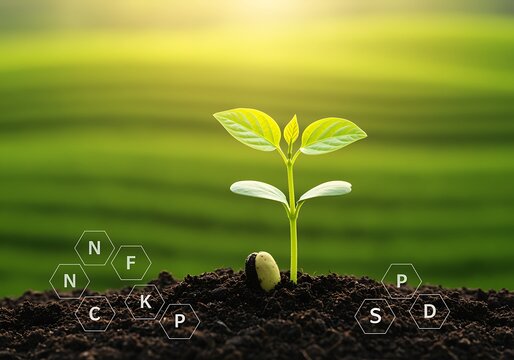 Emerging Plant Seedling with Soil Nutrients Illustrating Agricultural Science and Sustainable Growth for the Future