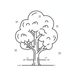Lone Tree Graphic Art A Simple, Nature-Inspired Line Drawing of a Solitary Tree