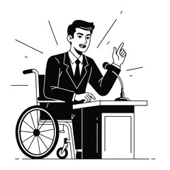 Empowering Speech A Man in a Wheelchair Delivers an Inspiring Address