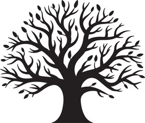 Stylized tree silhouette with buds