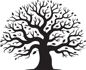 Stylized tree silhouette with leaves