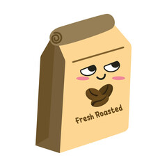 Coffee pack clip art in cute kawaii style. Suitable for flat design graphic illustration, clip art, with coffee theme