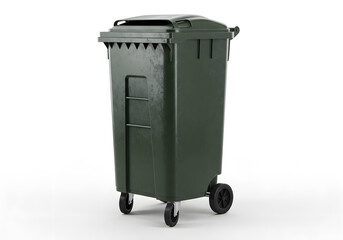 Dark green waste bin isolated