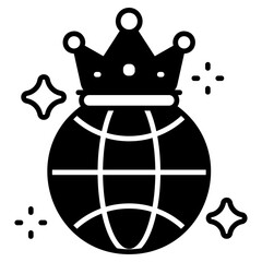 Global Crown Black Fill Icon
