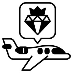 Private Jet Black Fill Icon