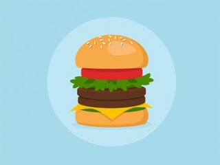 Stylized illustration of a double cheeseburger with lettuce and tomato