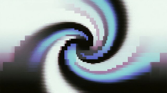 Abstract pixelated spiral with blue and black hues creating a swirling vortex effect - Powered by Adobe