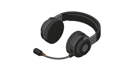 Sleek isometric headset with microphone for clear communication, perfect for gaming, online meetings, and customer service support solutions