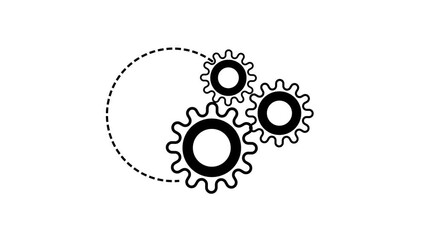 Three white gears rotating on black background. 4K resolution animation. Spinning gear motion design. Loader or loading animation 4K stock video animation on black background. - Powered by Adobe