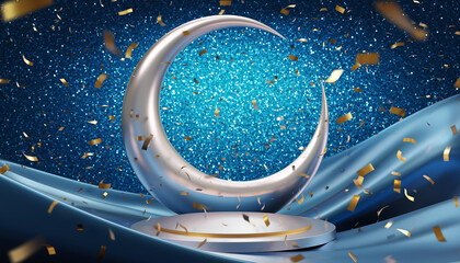 Celebrate Ramadan with this elegant crescent moon and confetti design element
