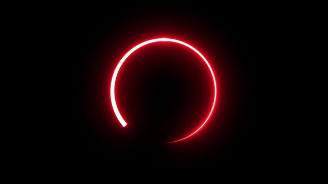 Neon circle loading animation on black background, glowing round progress indicator, futuristic UI spinner loop, digital loading icon, bright circular glow effect for tech, app, and interface visuals