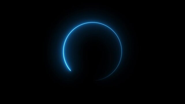 Neon circle loading animation on black background, glowing round progress indicator, futuristic UI spinner loop, digital loading icon, bright circular glow effect for tech, app, and interface visuals - Powered by Adobe