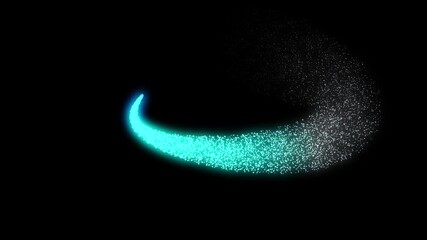 Dynamic teal light streak moving across black background creates modern futuristic vibe for technology or space themed motion graphics projects