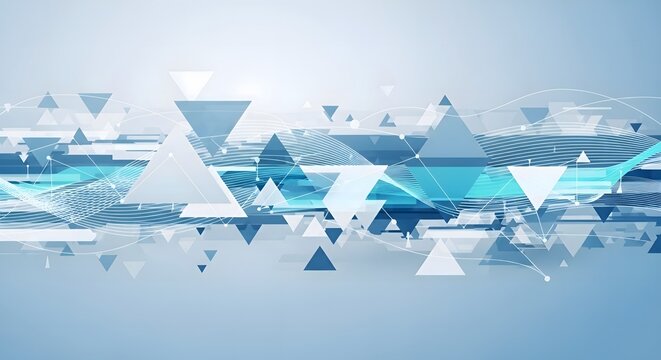 Abstract Geometric Triangle Background with Blue and White Design Elements for Digital Technology