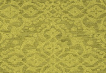Olive green damask pattern with floral and geometric motifs.