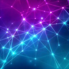 Fototapeta premium Abstract digital network background with glowing blue and magenta interconnected lines and nodes, representing data streams, global communication, and futuristic technology concepts