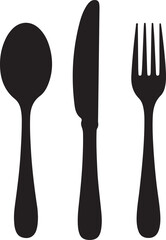 MobSpoon, knife, fork icon set, Dining silverware Silhouette