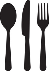 MobSpoon, knife, fork icon set, Dining silverware Silhouette