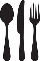 MobSpoon, knife, fork icon set, Dining silverware Silhouette