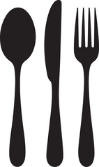 MobSpoon, knife, fork icon set, Dining silverware Silhouette