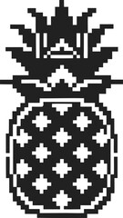 Fototapeta premium Pixel art pineapple retro digital fruit illustration, monochrome black white minimal geometric design, 8 bit icon
