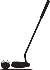 Golf Putter With Ball silhouette Icon
