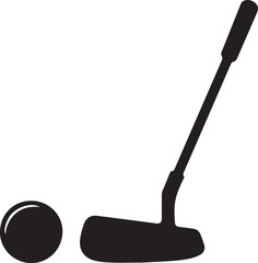 Golf Putter With Ball silhouette Icon