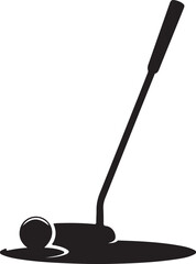 Golf Putter With Ball silhouette Icon