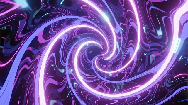 Abstract swirling pattern with neon purple and blue hues creating a dynamic vortex effect
