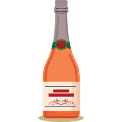 Pixel Art of Rose Champagne Bottle With Red Label And Gray Cap Isolated On White Background Festive Celebration Beverage