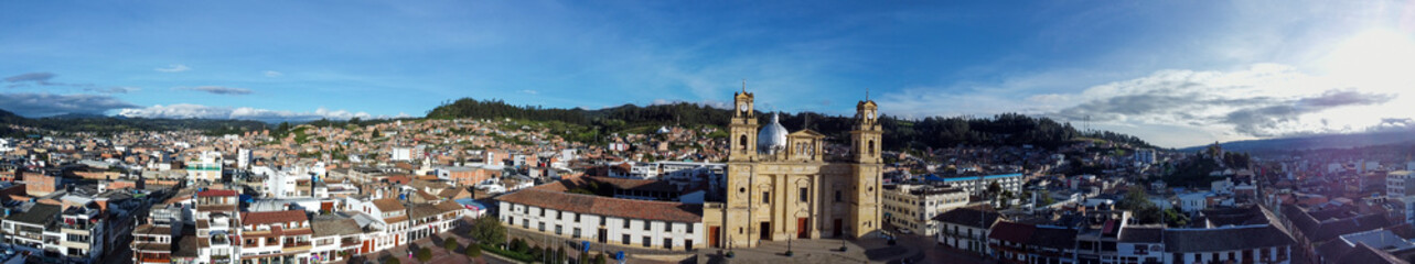 Chiquinquira, Boyaca - Colombia. May 12, 2025. Aerial drone view, with a temperature of 18 degrees Celsius